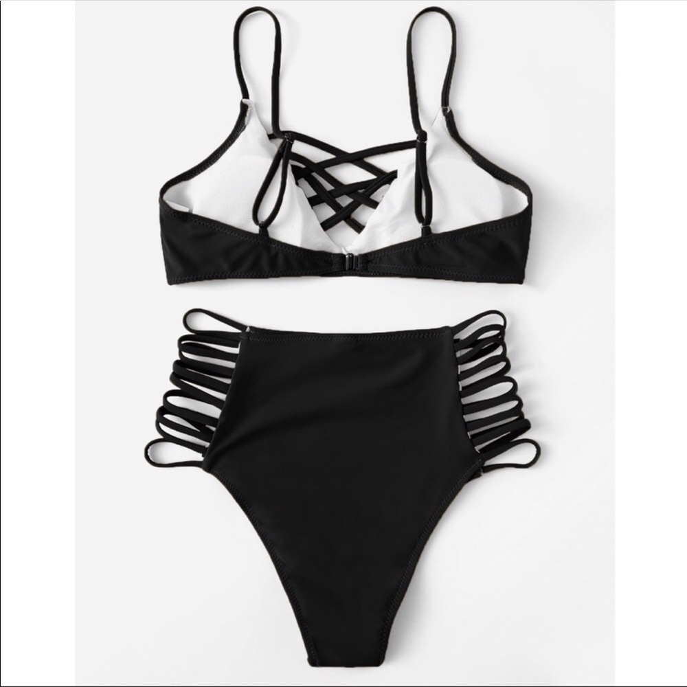 SHAY🌴 black strappy high waisted bikini black - Picture 2 of 2
